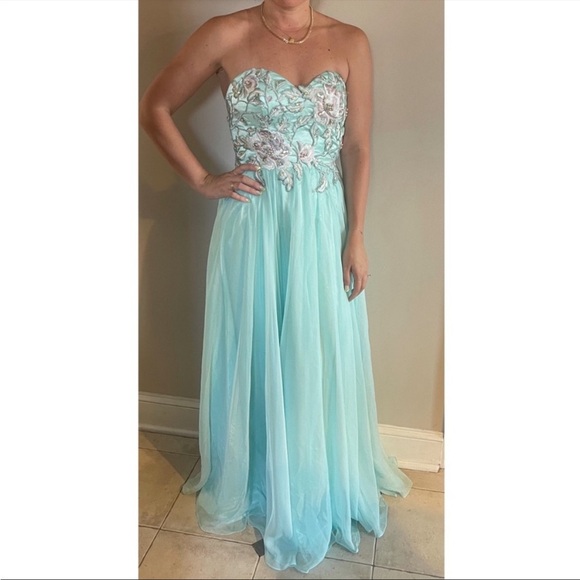 Jovani Strapless Dress Mint - Picture 7 of 8